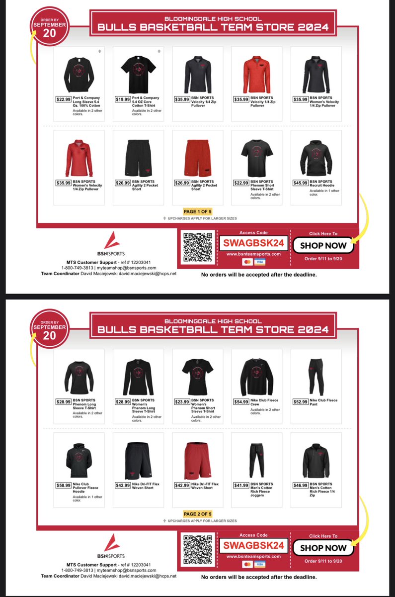 BdaleBasketball's tweet image. Basketball Team Shop is now open. Orders are due by 9/20. 

Click link below to order ⬇️
bsnteamsports.com/shop/SWAGBSK24