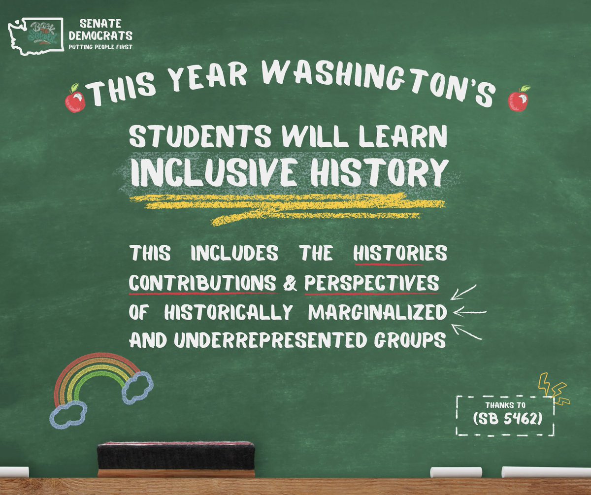 Students must see themselves reflected in their education, and thanks to SB 5462 that is now the reality in WA public schools. This year, they will learn more about the contributions to our state by people of various ethnic, religious, socioeconomic and LGBTQ+ backgrounds. #WALeg