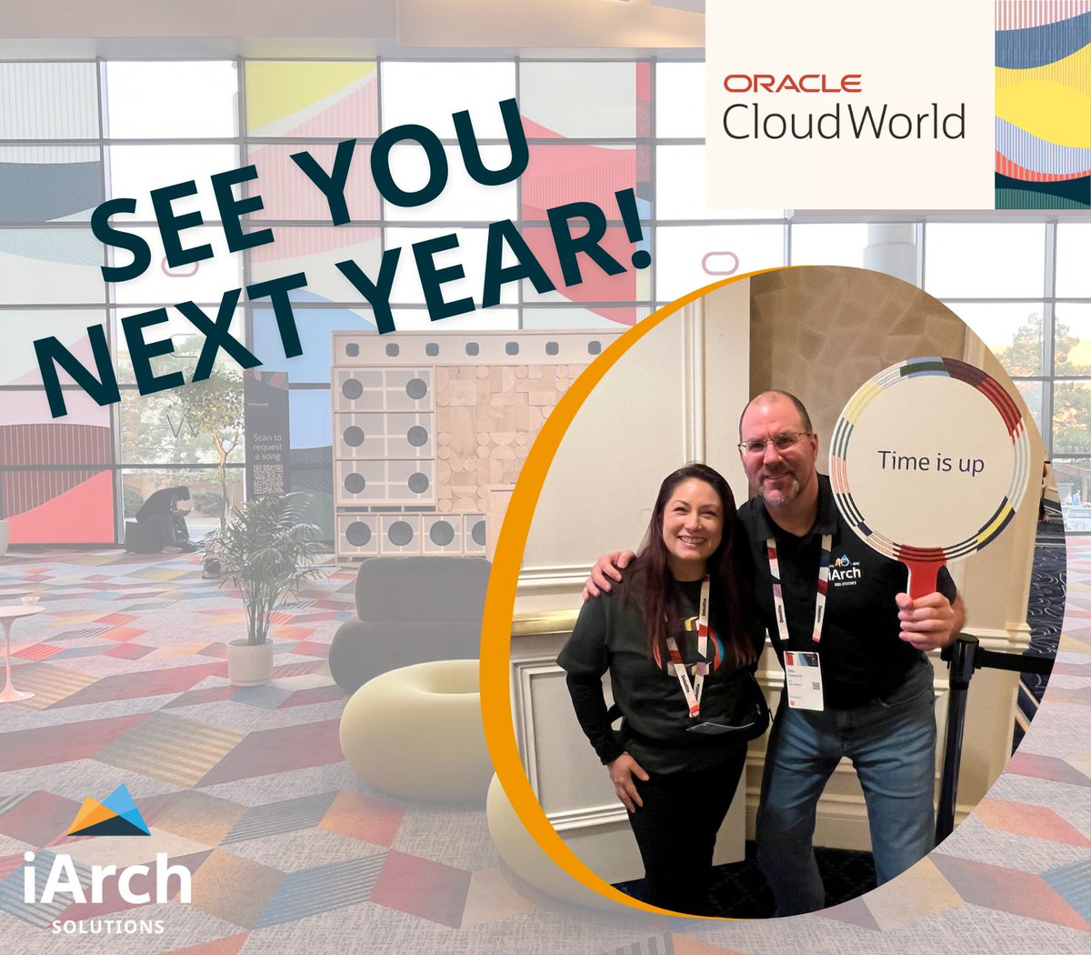 iArchSolutions's tweet photo. That's a wrap on @cloudworld 2024!

We had an amazing time learning from insightful sessions, networking with industry leaders, meeting new faces, and reconnecting with familiar ones. 🤝 

Until next year, CloudWorld! 🚀 

#OCW #CloudWorld https://t.co/tYf68WJFW7
