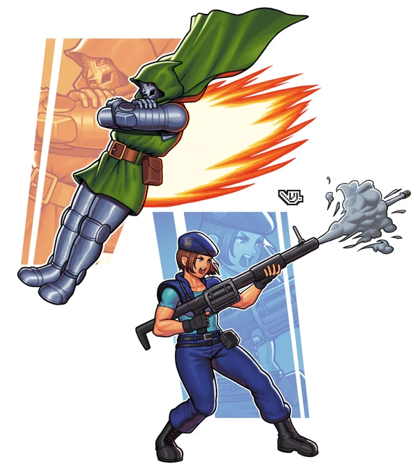 I got to draw Jill and Dr. Doom for this. Happy to be a part of this collab! 