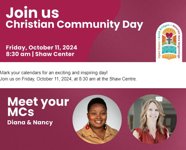 Our very own Diane will be one of the MCs for Christian Community Day!! We can’t wait to see everyone there!🥳