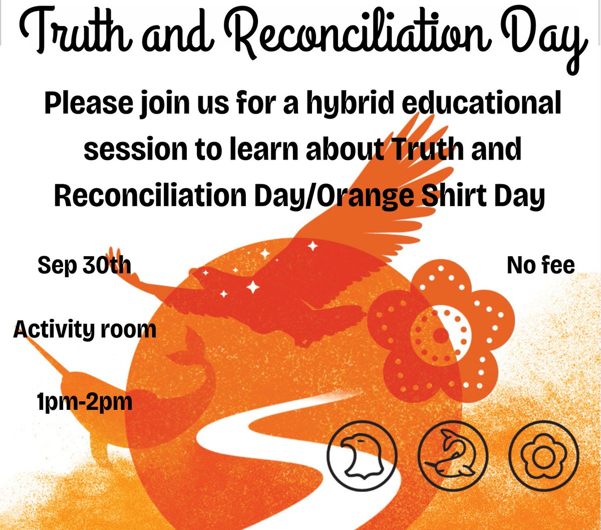 SPLCDOTCA's tweet photo. Join us to mark the National Day for Truth and Reconciliation.
1pm: Hybrid educational session
2pm: In-person session making orange bracelets
Registration at https://t.co/vd8olFqXML... (select "Special Event").
#scarbto #healthyaging #orangeshirtday2024 #TruthAndReconciliation https://t.co/GA6mBV4YIq