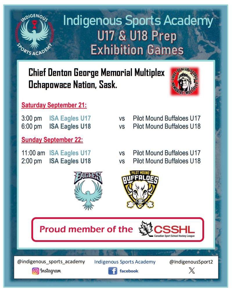 Both our U17's and U18's head to Ochapowace Nation next weekend for some exhibition games.