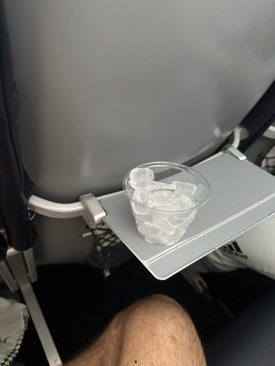 Allegiant airlines charges for a glass of water but you know what’s free? Ice. Now we wait.