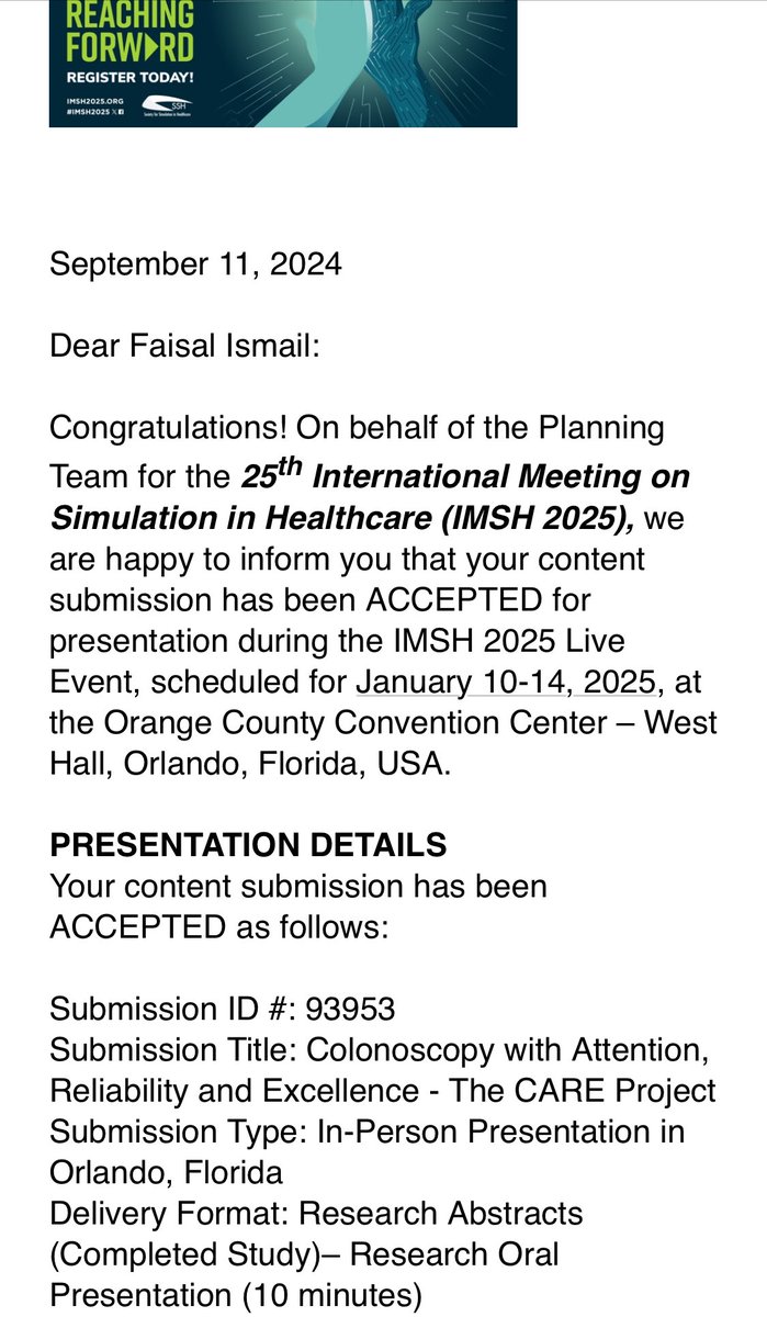 Great news for @CIME today! 5 abstracts, both oral and posters and a workshop accepted at #imsh 2025-the largest, most prestigious #healthcare #simulation conference in the world! Florida calling! 
#AKU Centre for Innovation in Medical Education-CIME
#PatientSafety