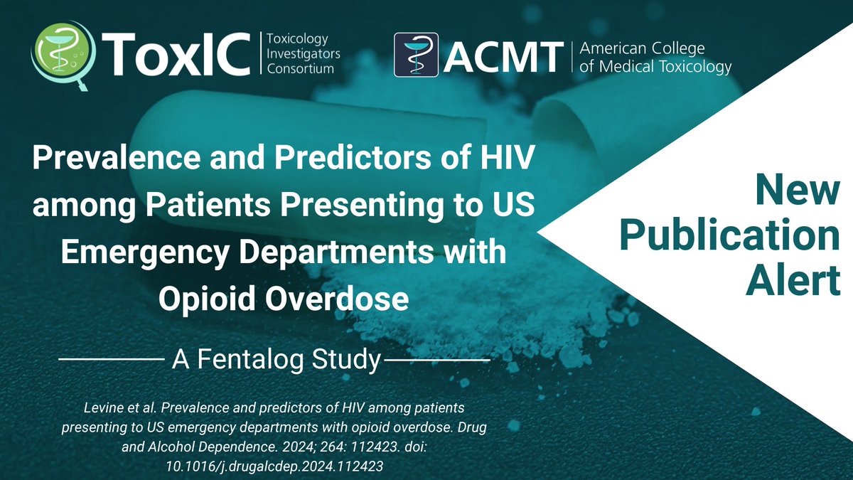 Toxicology Investigators Consortium (ToxIC) (@toxicacmt) on Twitter photo 🚨New Fentalog Findings 🚨 Among patients with opioid overdose, HIV was identified 9x more frequently than the estimated US general population. Read our article to learn more: doi.org/10.1016/j.drug… #medtox #overdose #MedTwitter @ManiniAlex <a href="/acmtmedtox/">American College of Medical Toxicology</a> 🚨New Fentalog Findings 🚨 Among patients with opioid overdose, HIV was identified 9x more frequently than the estimated US general population. Read our article to learn more: doi.org/10.1016/j.drug… #medtox #overdose #MedTwitter @ManiniAlex <a href="/acmtmedtox/">American College of Medical Toxicology</a>