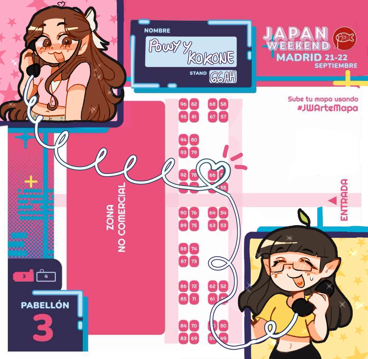 El 21 y 22 de septiembre estaremos <a href="/kokoneakita/">⭐ koko binch ⭐️</a> y yo en el pabellón 3, stand 66 de la Artist House!! 😳

Repost pq estaba mal el mapa. 😼💕

#jwart #jwarte <a href="/japanweekend/">JW</a>
#jwmadrid #jwartista #japanweekendmadrid #japanweekendarte #jwmapa