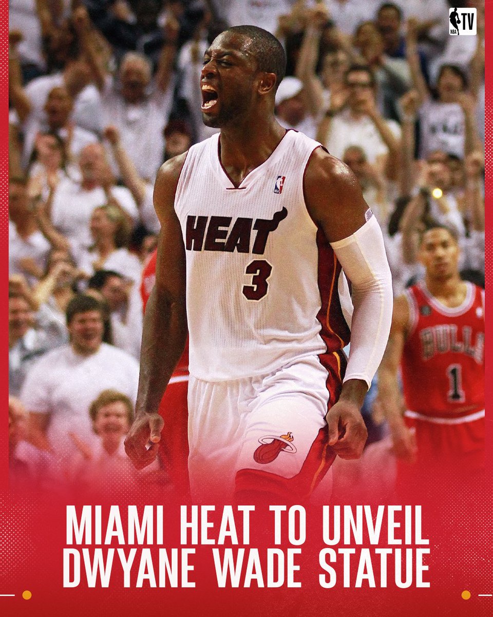 NBATV's tweet photo. The @MiamiHEAT will honor @DwyaneWade with a statue outside of the @KaseyaCenter on October 27th 🔥 https://t.co/4GXMc32AVc