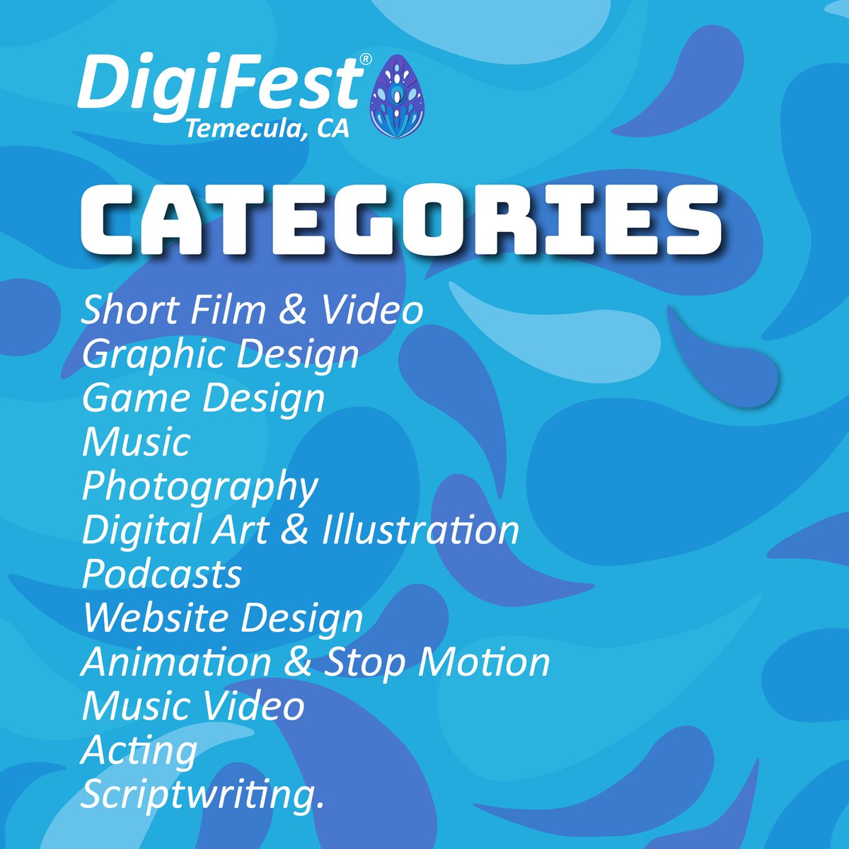 DigifestTemecu's tweet photo. Calling all digital creators! 📣 The time is near... DigiFest 2025 Submissions are ALMOST OPEN!
 SWIPE RIGHT 👉🏼 To check out the categories to see what amazing awards you could win! 🏆
https://t.co/9PfW0nSfkz https://t.co/wLwWY8UwtI
