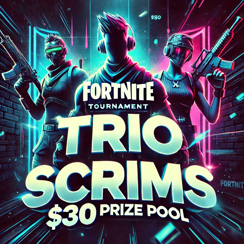 Hosting $30 Fortnite TRIO Scrims💸

🗓️: Sunday, Sept 15th @ 2:30 PM PST / 5:30 PM EST

To participate:
1: Follow <a href="/NaPracServer/">NA Practice Server</a> 
2: Like, RT &amp; tag your trio/friends

Join our Discord (link in bio or comments) and share proof of completion to get your role!