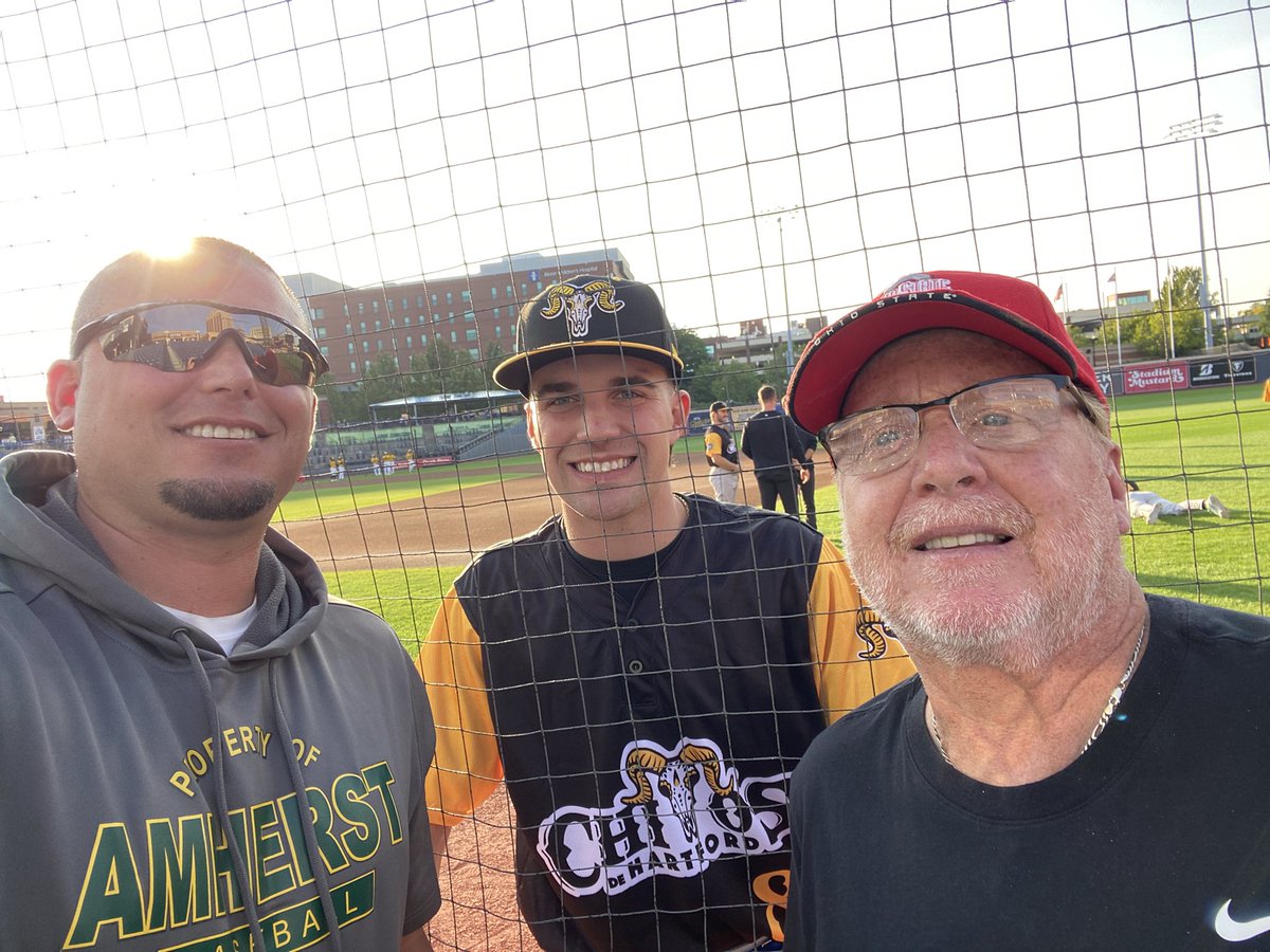 Coach Roz and Doc at Canal Park in Akron tonight to see 2018 Comet Baseball Alum, <a href="/EvanShawver1/">Evan Shawver</a> with the Rockies AA affiliate, <a href="/GoYardGoats/">Hartford Yard Goats</a> #GoComets☄️