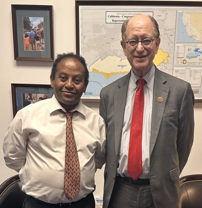 EGerasouli35992's tweet photo. Happy to see Congressman Sherman express his opposition to the Eritrean dictatorship, as well as urging the State Department to support and fund the opposition. I further commend Congressman Sherman for specifically referencing my client, Ghebre Bahdurai, the transitional President of Eritrea, as opposition leader. My colleague, former Congressman Jim Moran, and I, represent the Eritrean government-in-exile led by President Bahdurai in Washington, DC. Furthermore, I encourage all of the Eritrean opposition to unite under the leadership of President Bahdurai and his government-in-exile.