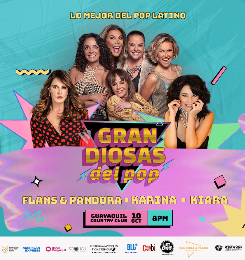 Ticketshow's tweet photo. 🎶Gran Diosas Del Pop
🎟️ Flans &amp; Pandora - Karina - Kiara 
📅 Jueves, 10 de octubre de 2024 20:00
📌 Guayaquil Country Club

¡Prepárate para revivir los mejores éxitos del pop junto a Flans &amp; Pandor, Karina y Kiara. 🕺💖

Entradas ya a la venta en @ticketshow https://t.co/FjlddGwoxJ