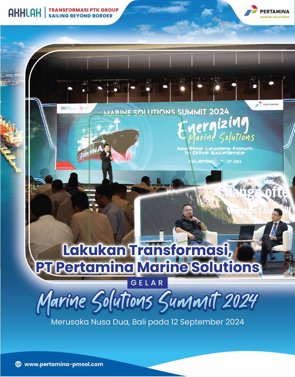 PMSol_Pertamina's tweet photo. PMSol menyelenggarakan Marine Solutions Summit di Bali (12/09/2024). Kegiatan ini merupakan turning point transformasi PMSol untuk menjadi perusahaan lebih maju. PMSol yakin terus tumbuh secara non linear dan melakukan improvement kinerja menjadi operational excellence. #PMSol https://t.co/TDCYuKdhZK