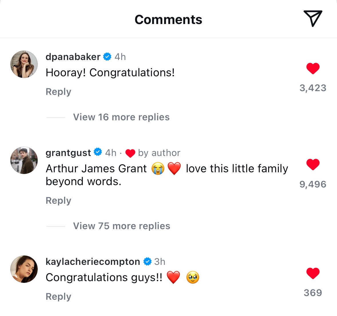 Danielle liked and commented on LA’s post about the birth of her second child! 🍼🥹