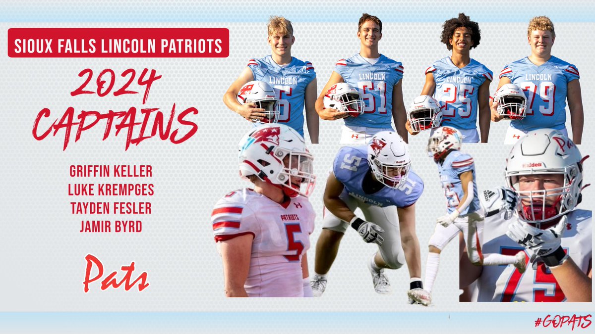 Our 2024 Lincoln Football Captains. Proud of these 4. It has been a great start to the season and we are looking forward to watching them continue to lead this team! #GoPats