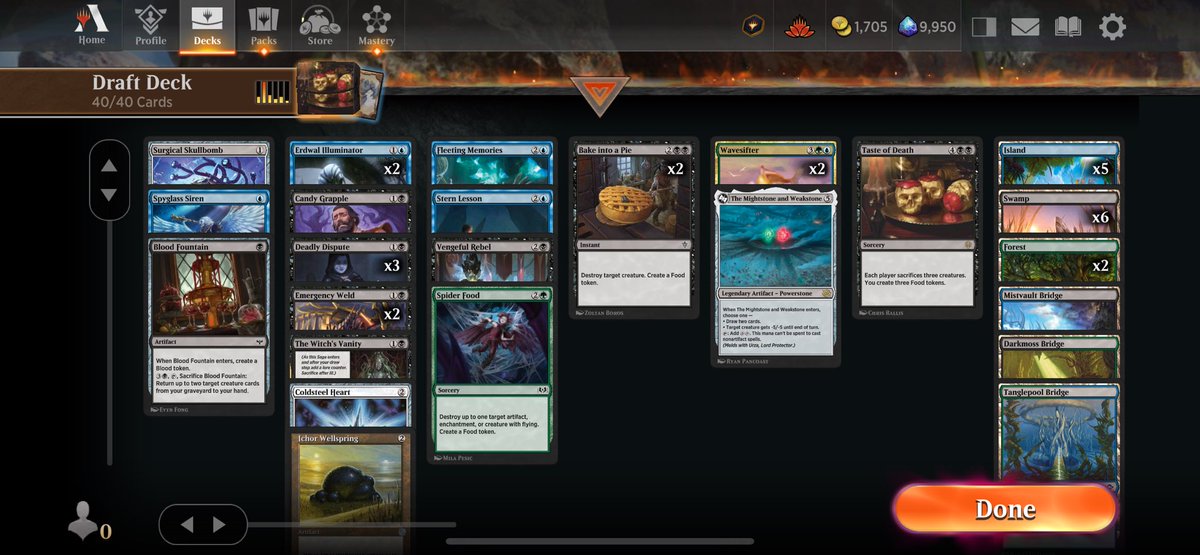 AbelKellen's tweet photo. This is by far the most fun I’ve had with a 7 win deck. A single win condition, and in the finals it was countered. Ground out the win with a single 3/2 flyer working overtime. #MTGDuskmourn waiting room. https://t.co/PKDItW1qlu