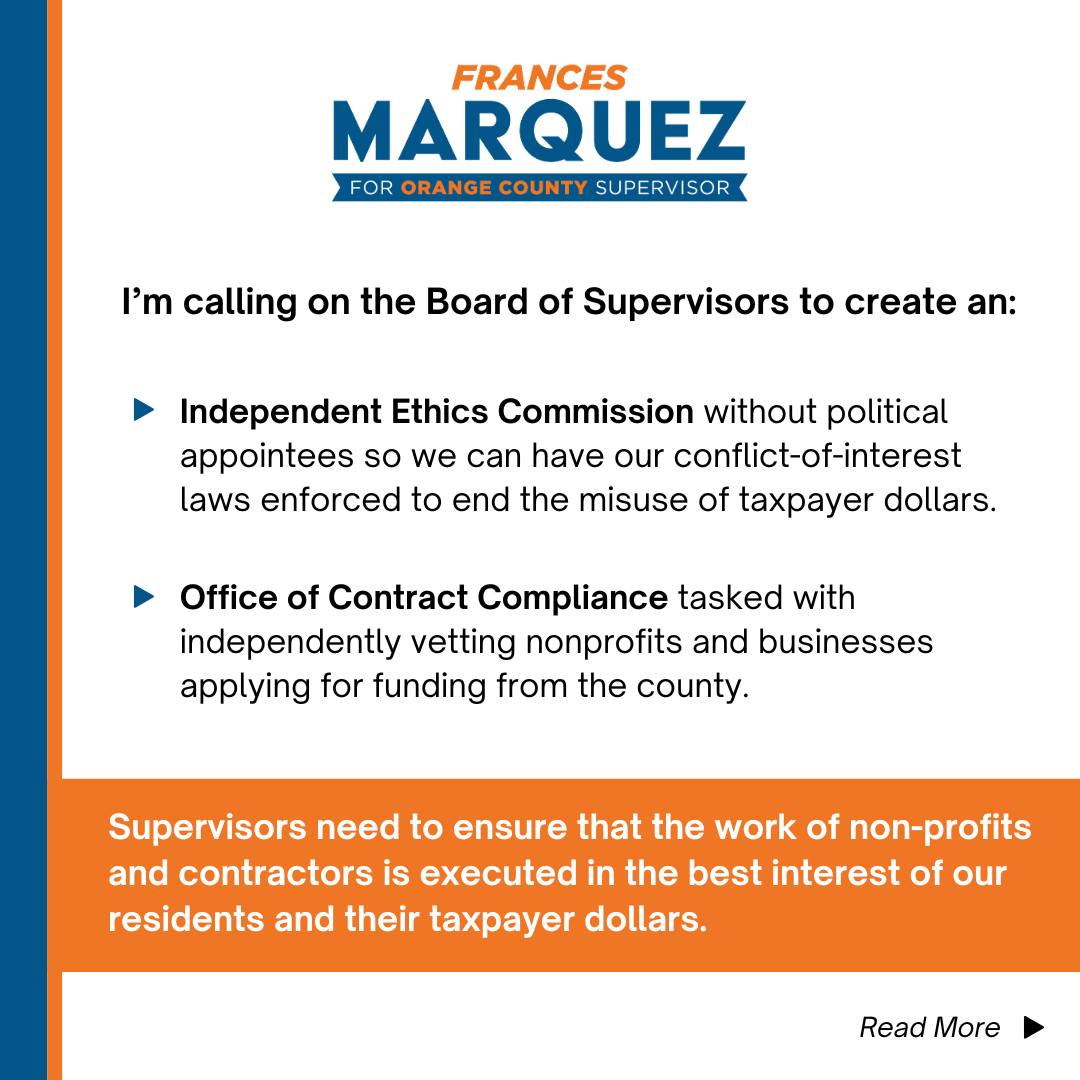 Here's the #reforms that I've been calling for since November 2023. Learn more about my campaign here: francesmarquezforsupervisor.com
