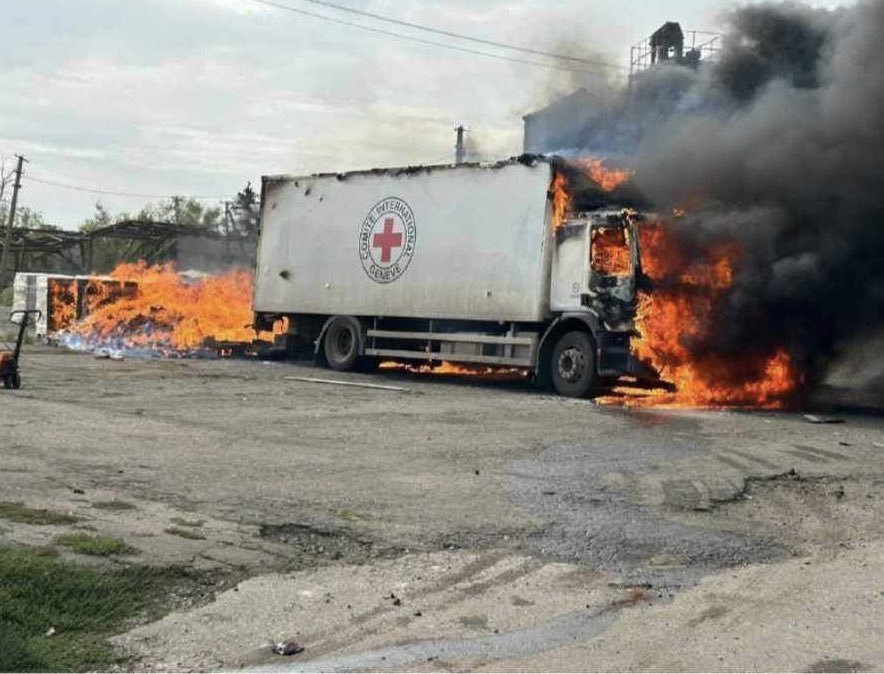 chykolba's tweet photo. #ICRC aid truck bombing and attack on the #grain food cargo going to Africa.

This terrorist empire bingo today. 
#Russia https://t.co/0CNNWbVQpU