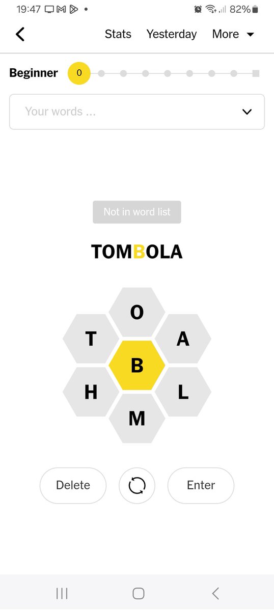 It's been a while but it's time for a round of stupid New York Times Spelling Bee Word List!