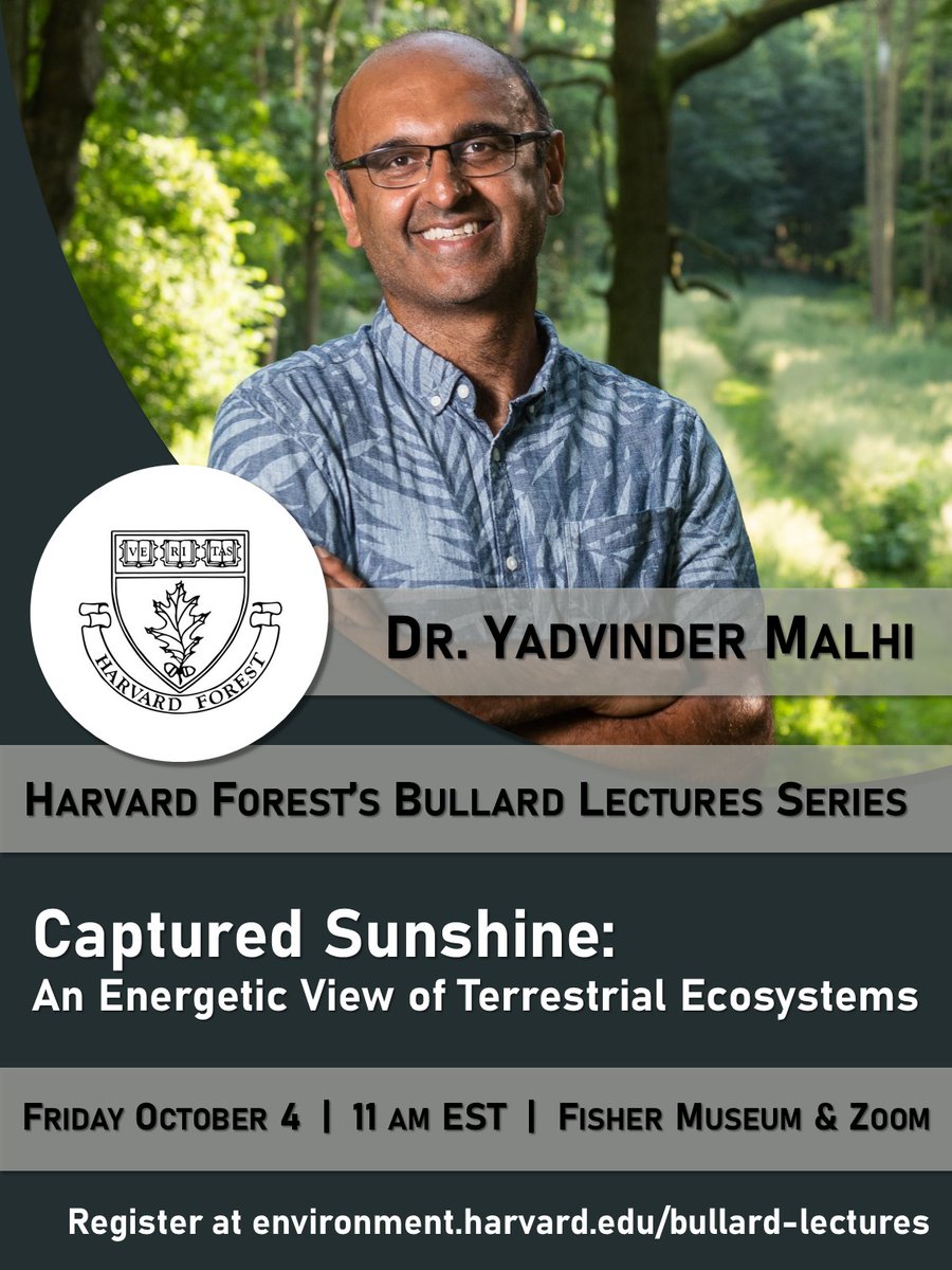 Harvard Forest (@harvardforest) on Twitter photo 🌍We're thrilled to invite you to this year’s Bullard Lectures, featuring Yadvinder Malhi <a href="/ymalhi/">Yadvinder Malhi</a>.
Join us with <a href="/HUCEnvironment/">Harvard University Center for the Environment</a> and <a href="/HarvardSalata/">Salata Institute</a> to hear Dr. Malhi on Oct 3 in Cambridge and on Oct. 4, join us at Harvard Forest (or on Zoom!).
Register: environment.harvard.edu/bullard-lectur… 🌍We're thrilled to invite you to this year’s Bullard Lectures, featuring Yadvinder Malhi <a href="/ymalhi/">Yadvinder Malhi</a>.
Join us with <a href="/HUCEnvironment/">Harvard University Center for the Environment</a> and <a href="/HarvardSalata/">Salata Institute</a> to hear Dr. Malhi on Oct 3 in Cambridge and on Oct. 4, join us at Harvard Forest (or on Zoom!).
Register: environment.harvard.edu/bullard-lectur…