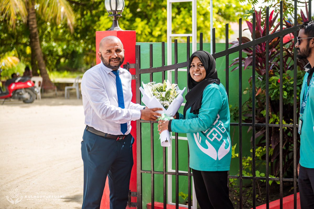 KRHmv's tweet photo. Deputy Director-General Ms. Khadheeja Ali and the team warmly welcomed Deputy Chief Executive Officer Ahmed Faiz Hassan to the office today. We are excited to follow his guidance as we aspire to reach even greater heights and firmly focus on achieving excellence in providing quality and accessible healthcare.

@MoHmv 
@governmentmv 
@presidencymv