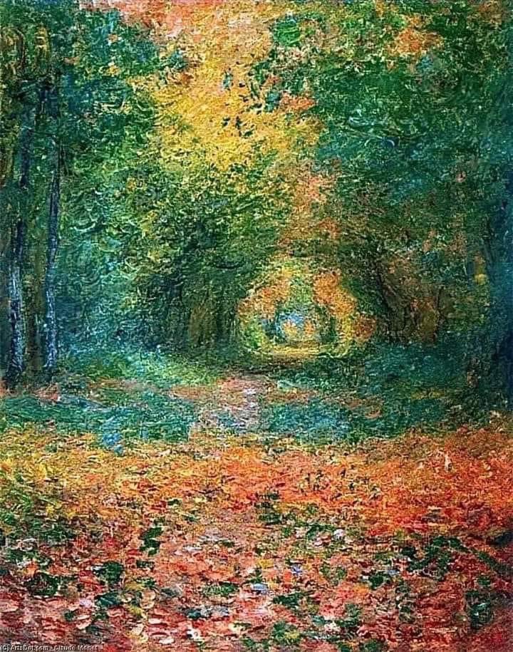 AlBlaineau's tweet image. Monet peint un sous-bois dans la forêt de Saint-Germain (1882), et c’est magnifique
