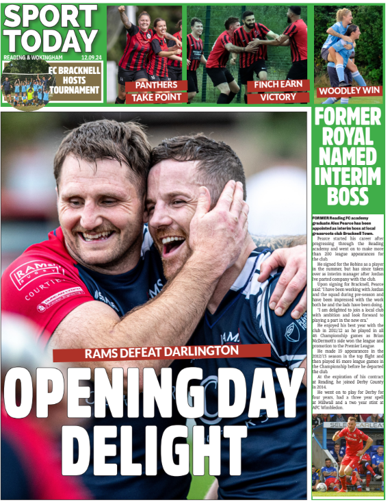 🗞️𝙊𝙐𝙏 𝙉𝙊𝙒🗞️

🏉 Opening day delight <a href="/Rams_RFC/">Rams RFC</a> 
🔵 <a href="/WoodleyUtdFC/">Woodley United FC</a> <a href="/WoodleyUtdLFC/">Woodley United Ladies</a> bounce back
🔴 Win for <a href="/Finch_FC1/">Finchampstead FC</a> 
⚽️ <a href="/TP_GirlsFC/">Tilehurst Panthers⚽️</a> pick up point
🥅 <a href="/FCBracknell/">F.C Bracknell</a> hosts tournament 

📸 <a href="/Nobby1962/">Paul Clark</a>

#TomorrowsPapersToday #rdguk #Woky
