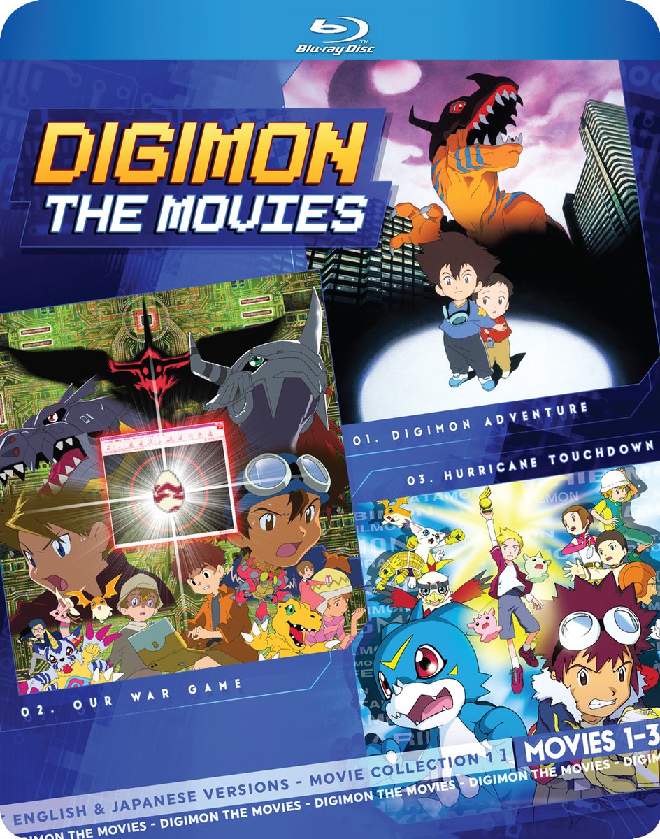 Digimon the Movies 1-3 Collection!

The first 3 Digimon movies (Digimon Adventure, Our War Game, &amp; Hurricane Touchdown) are here subbed &amp; with brand new English dubs w/ the classic Digimon cast!

Plus Digimon the Movie remastered in HD for the 1st time!

store.crunchyroll.com/products/digim…