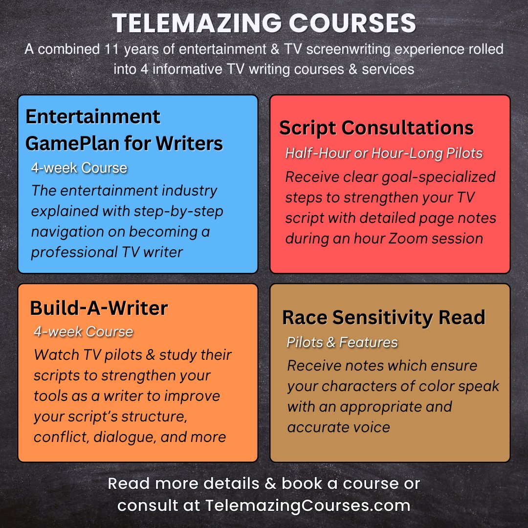 JoeMightLikeTV's tweet photo. My TV writing courses are now open again!

Starting 9/22: GAMEPLAN navigates the path of an emerging writer. BUILD-A-WRITER analyzes pilots/scripts to strengthen your writing skills.

Don't forget my Script Notes Promotion ends 9/15!

More info &amp; reviews @ https://t.co/m5SSQWoyf0 https://t.co/tKgyQS1mkN