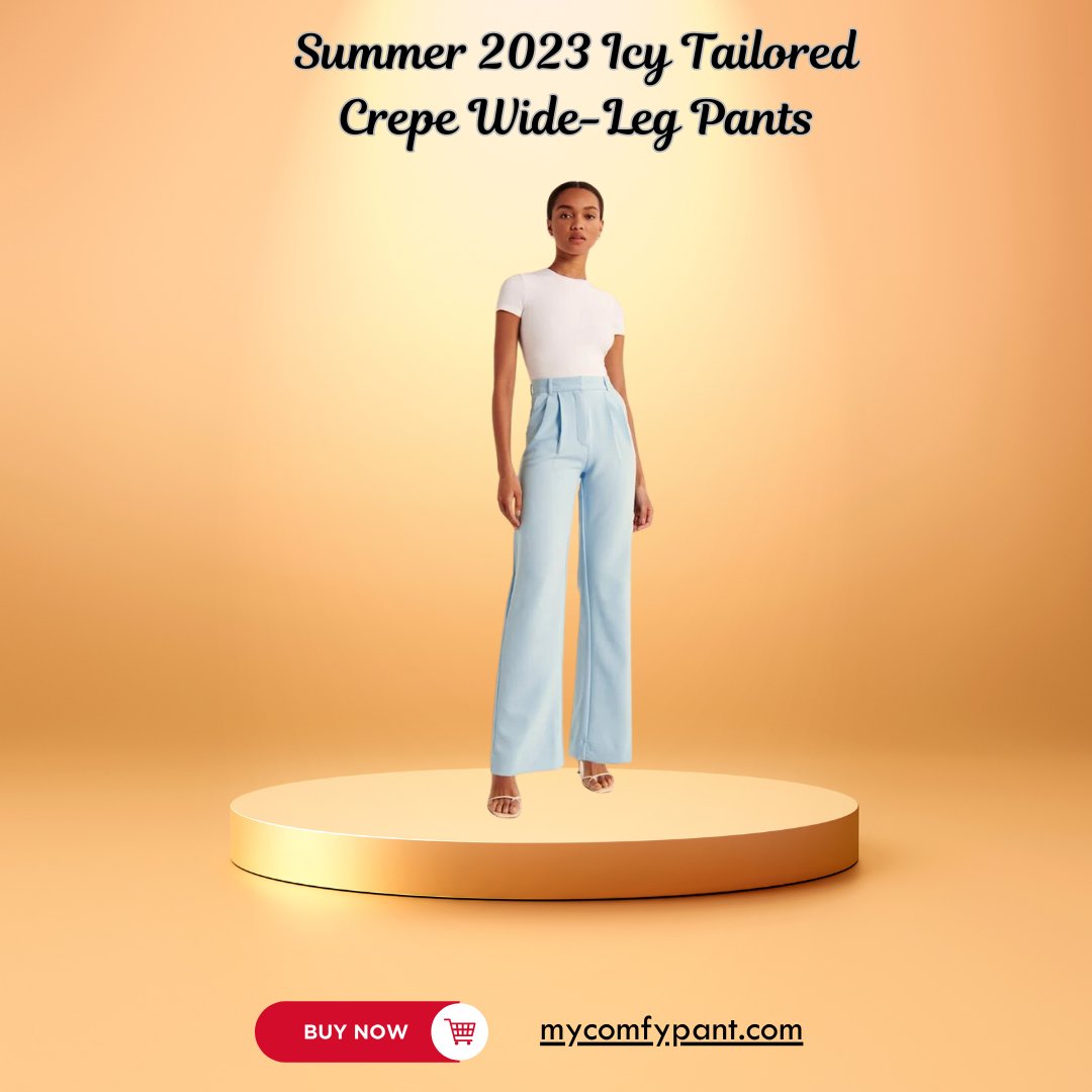 ShopComfyPant's tweet photo. Breeze through summer in style with our Icy Tailored Crepe Wide Leg Pants! ❄️👖 Designed for effortless elegance, these wide-leg pants offer a cool and airy feel perfect for warm days. 
Shop Now: https://t.co/BdPFEnyaSr
#WideLegPants #SummerStyle #EffortlessChic https://t.co/al0jWPTI1p