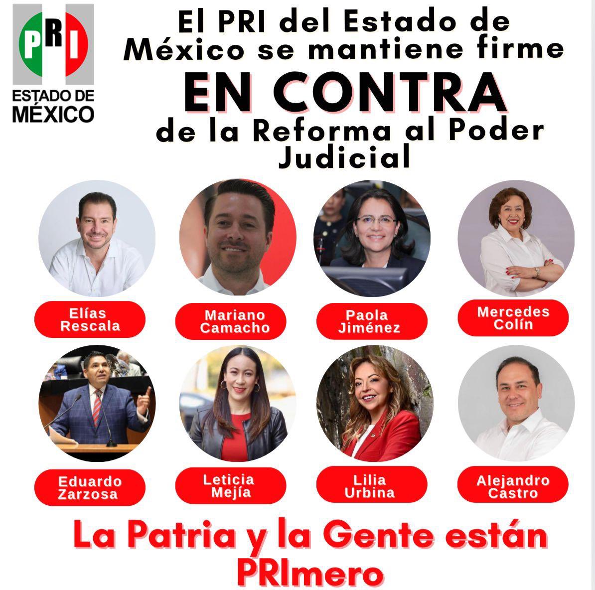 PRI_EDOMEX's tweet photo. Las y los priistas mexiquenses nos mantenemos firmes en contra de la #ReformaAlPoderJudicial porque la patria y la gente están primero. 

@DipPRIedomex vamos unidos y dignos en la defensa de nuestra democracia. 

¡Seguimos en la lucha por un México justo! https://t.co/J4sNzvxKJ0