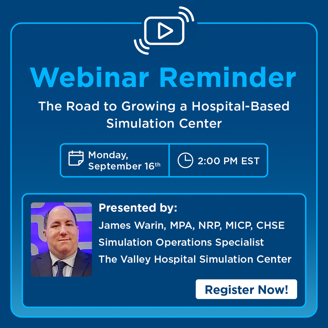 GaumardInFocus's tweet image. #WebinarReminder 🚀 Don’t miss our September 16 webinar at 2 pm ET with James Warin, MPA, NRP, MICP, CHSE! Learn to grow your hospital-based simulation center, secure funding, and boost operations. Join the live Q&amp;amp;A! 🏥
Register now: gaumard.zoom.us/webinar/regist…
#SimulationEducation