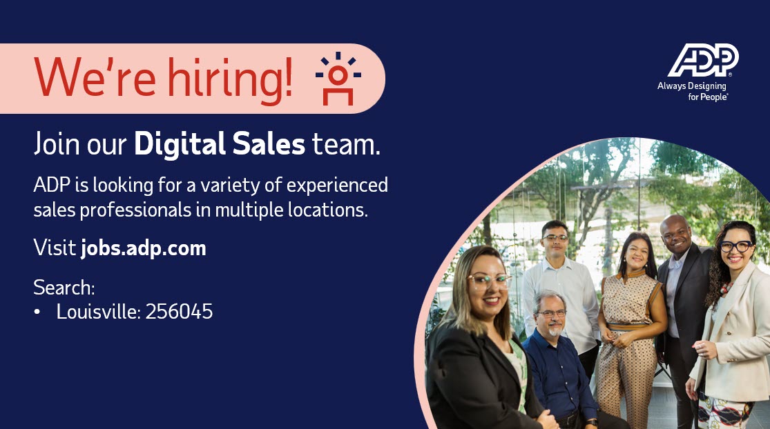 We are #hiring #sales roles in #Louisville! Apply today:
adp.careers/4cXOJJb

#ADPLife #Career #SalesCareer #Hiring #LouisvilleJob