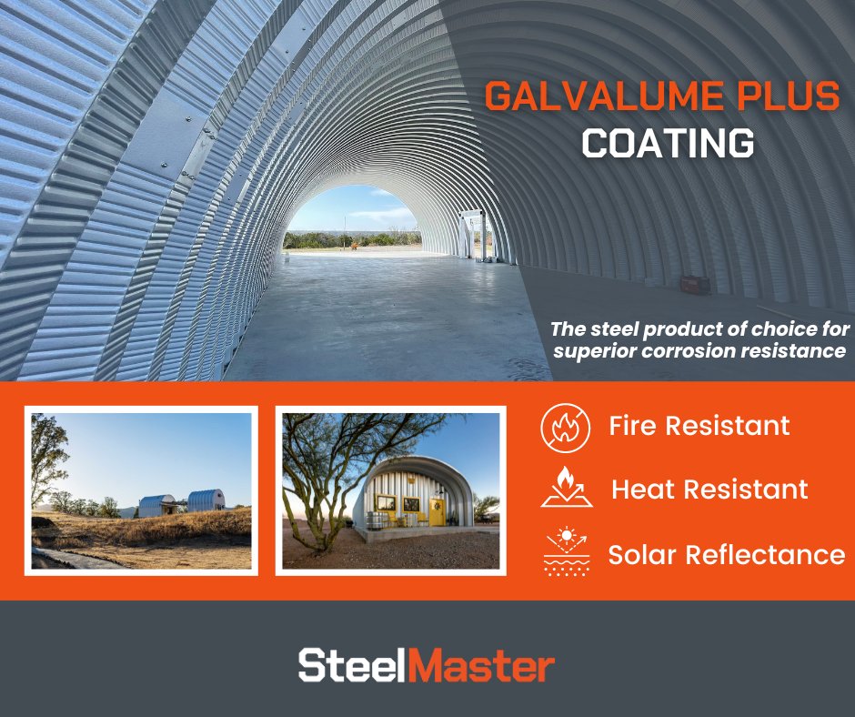 SteelMasterUSA's tweet photo. All SteelMaster buildings are coated with Galvalume Plus, which is an organic reflective coating designed to protect the steel. 

Learn more here: https://t.co/aWDQiaNvWM https://t.co/GTWVTlp7wL