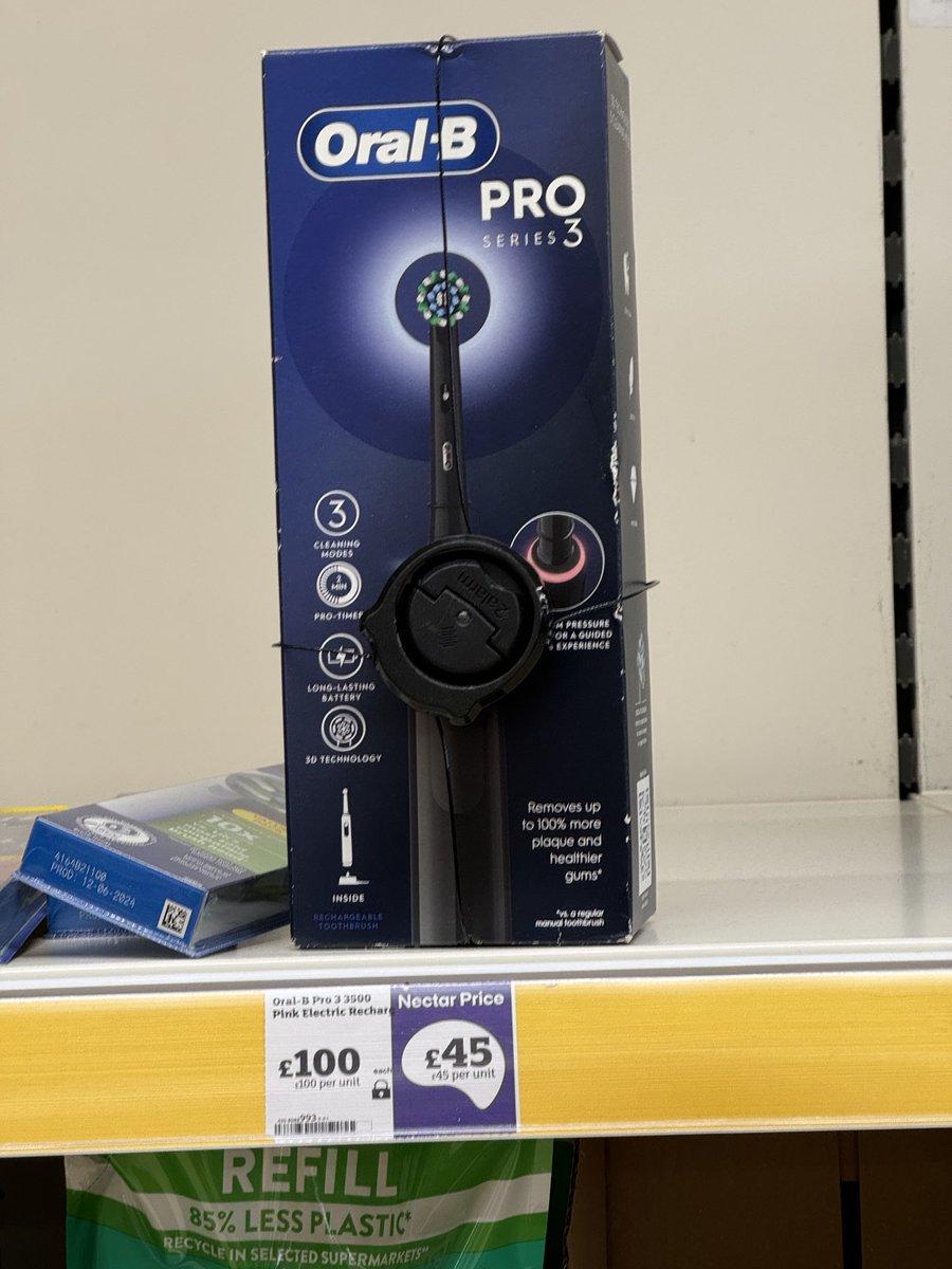 angusjam's tweet photo. ⁦⁦@sainsburys⁩ you had 2 of these boxes by this promotion in the specials isle on the way in the door.  It was the only toothbrush offer and both boxes were nothing to do with the offer so only noticed when I got home it cost £100. What a hassle to get resolved #fraud https://t.co/LAOyY78VUh