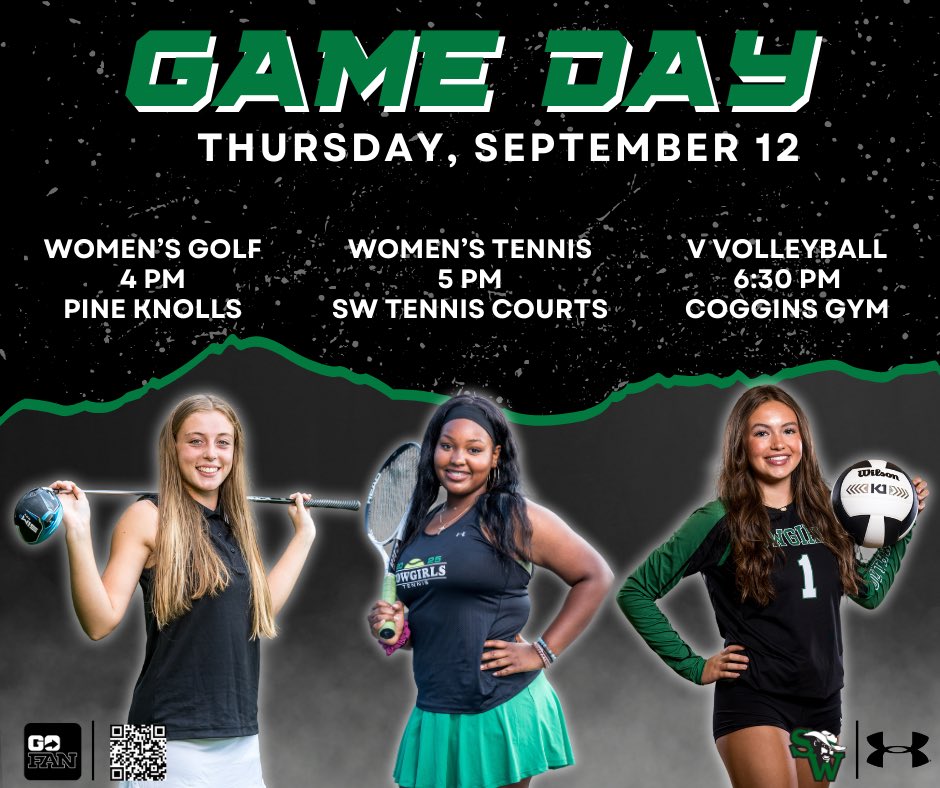 It’s GAME DAY
Women’s Golf at 4 @ Pine Knolls Golf Course
Women’s Tennis at 5 @ Home
JV Volleyball at 5 @ Home
V Volleyball at 6:30 pm @ Home
Get your tickets on GoFan with the link in our Bio!
#gocowboys #cowboystrong #swghsathletics
