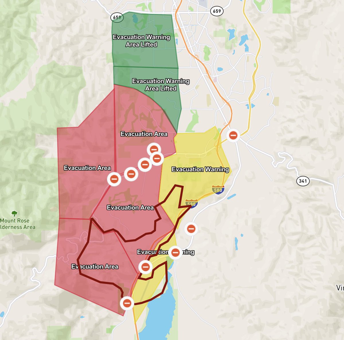 Despite some wording circulating, only those two areas that were put under  an evacuation warning yesterday have had their evacuation restrictions  downgraded. NONE of the areas under Evacuation Orders have been downgraded.