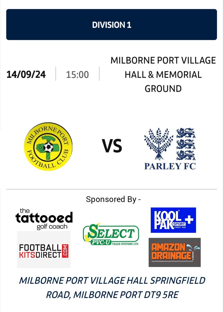Saturdays Away fixture...