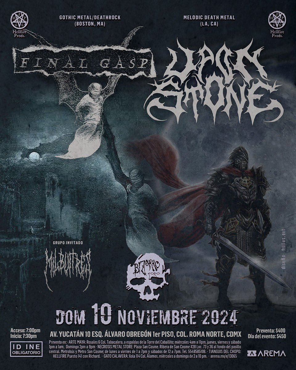 BBeat105's tweet photo. Final Gasp se presenta el próximo 10 de noviembre en el @BizarroCafe, los acompañan los de Upon Stone.

Les dejamos el video de #RowsOfHeaven de #FinalGasp

https://t.co/KxieISANaG

#HellfireProductions

A quiénes veremos por allá?

#StayBlast
#BlastBeat105 https://t.co/eg8VsqFxgz