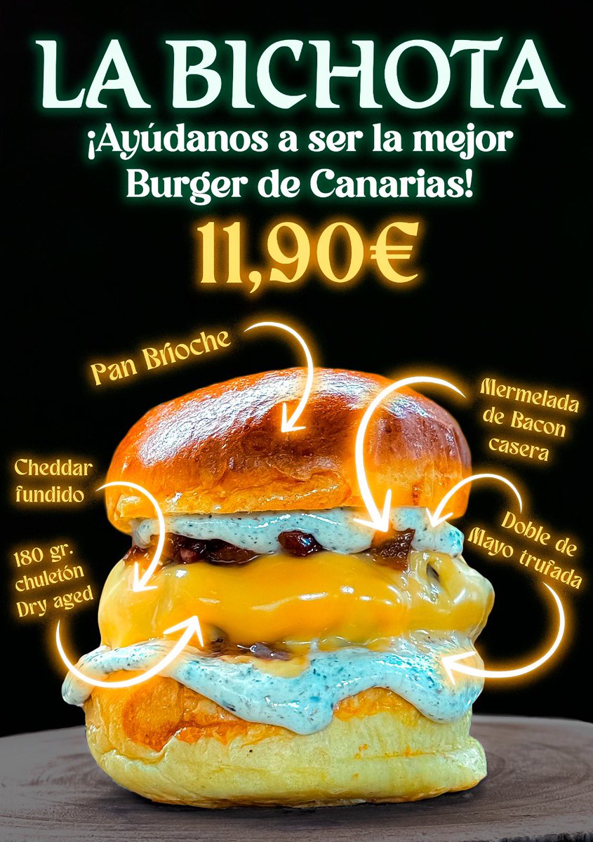 ficus_food's tweet photo. ¡ Vota por la mejor Burger de Canarias ! 

https://t.co/Rp0tZzyxPa https://t.co/NR30fY1u41