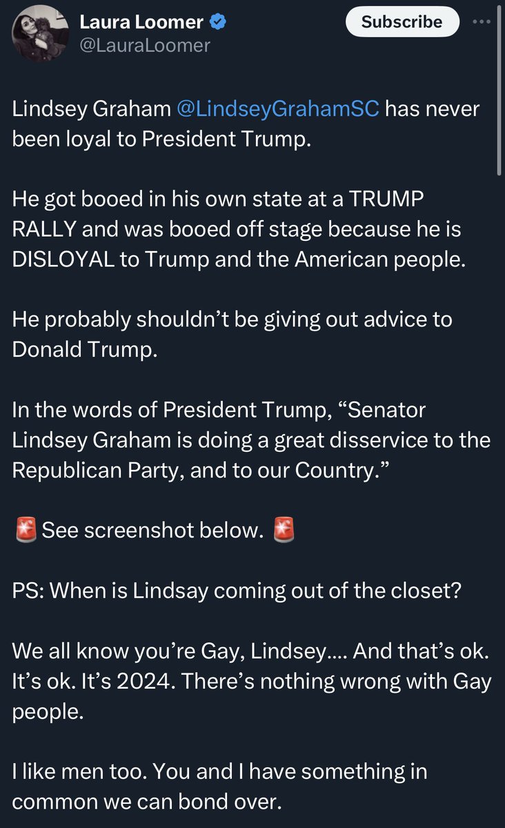 RonFilipkowski's tweet photo. Laura Loomer says Lindsey Graham should come out of the closet. https://t.co/3UDc2fjQTe