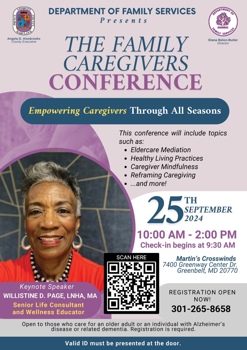 Family Services (@pgcfamilyserve) on Twitter photo Are you caring for an aging parent, family member or friend w/Alzheimer's or dementia? Join <a href="/PGCFamilyServe/">Family Services</a> for the annual Family Caregivers Conference 9/25/24. Registration is required. For more info, bit.ly/3ZFX7dp Are you caring for an aging parent, family member or friend w/Alzheimer's or dementia? Join <a href="/PGCFamilyServe/">Family Services</a> for the annual Family Caregivers Conference 9/25/24. Registration is required. For more info, bit.ly/3ZFX7dp