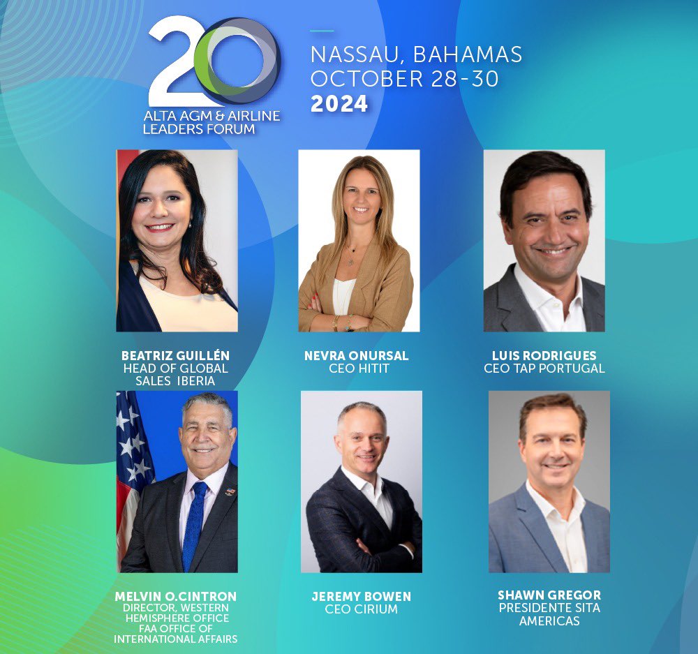 ¡Estamos muy cerca de despegar! El ALTA AGM &amp; Airline Leaders Forum 2024 se celebrará del 28 al 30 de octubre en Nassau, Bahamas. 

Regístrate aquí: alta.aero/forum/2024/es/…