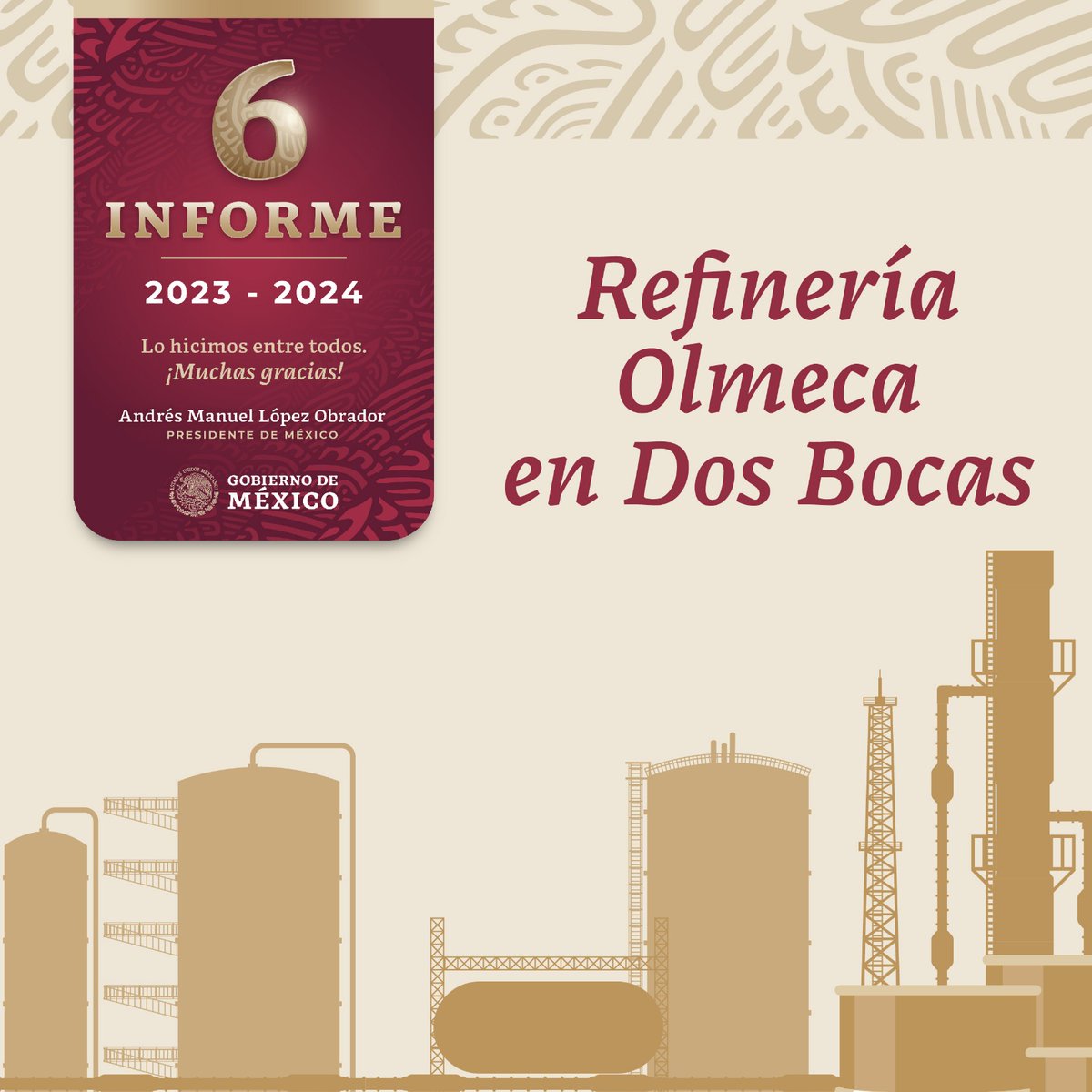 SENER_mx's tweet photo. La @RefineriaDosBoc inició en el mes de julio la producción de Diésel de Ultra Bajo Azufre🛢️, misma que fue comercializada para abastecer diferentes zonas del país.
#6Informe
#LoHicimosEntreTodos https://t.co/2ugvpR30fN