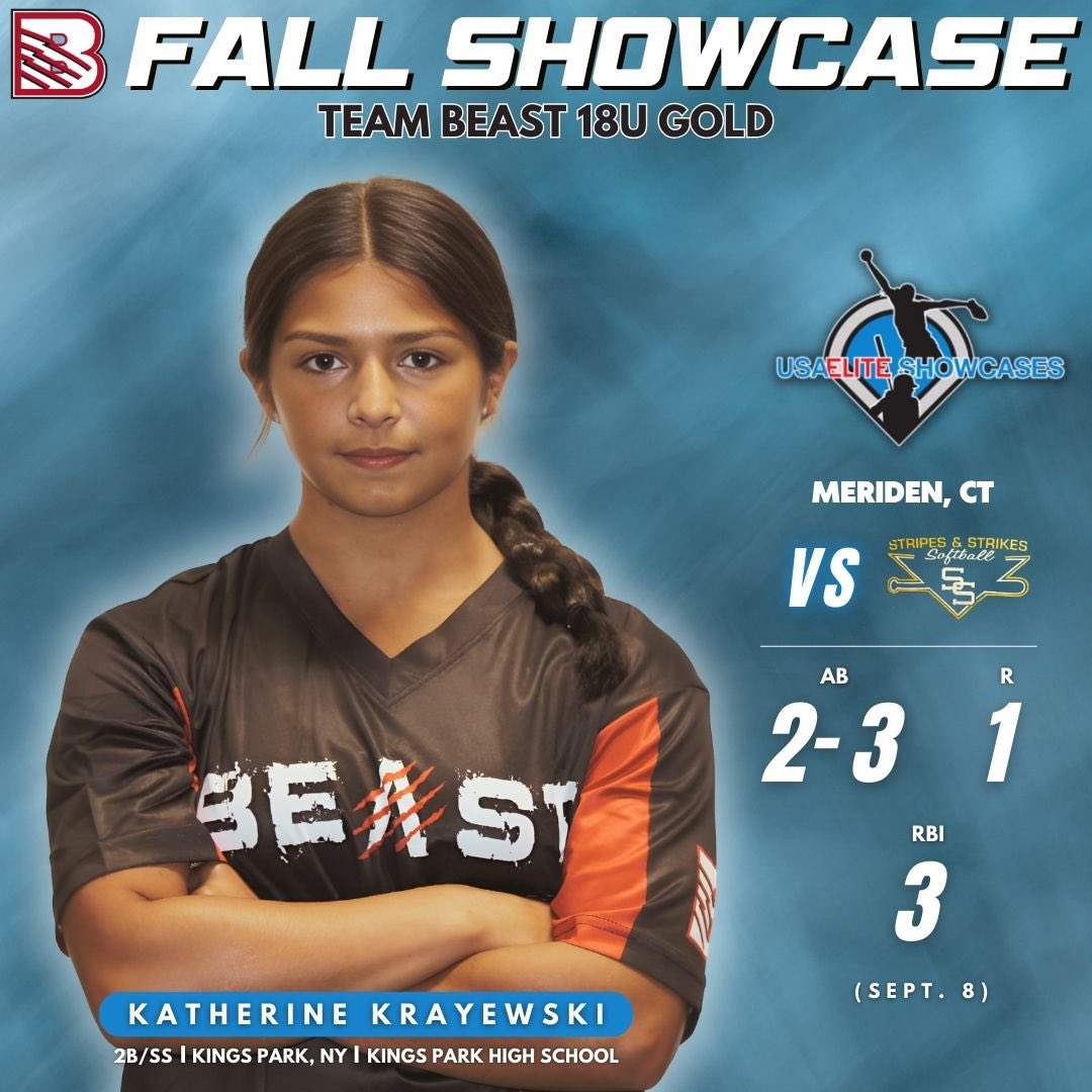 beastsoftballny's tweet photo. 🚨Beast Fall Showcase🚨
Team Beast 18U Gold 2B/SS Katherine Krayeski (2027 - , NY) led the way with 3 runs batted in! 🥎
#BeastSoftballNY #TeamBeastNY #BeastSoftballHighSchool #BeastFallShowcase https://t.co/kBs4zpSAi2