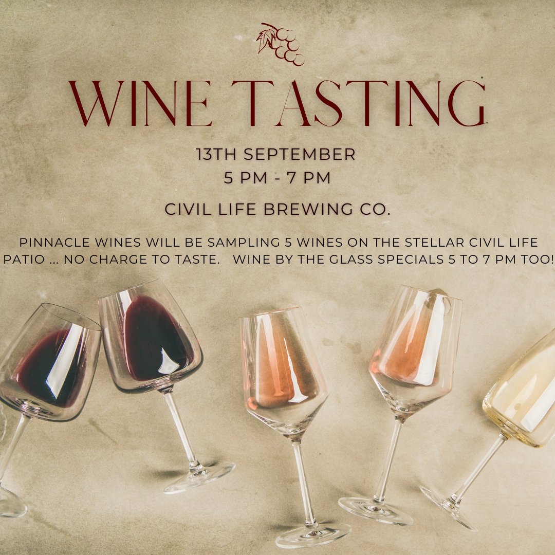 I've been buying wines from Jeff for 20 years now and we invited him down to the Civil Life for a Friday, Sept 13. wine tasting.  There is no charge to taste the wines from Pinnacle Wines, one of St. Louis' top wine distributors!  We'll have by the glass specials 5 to 7 pm too!