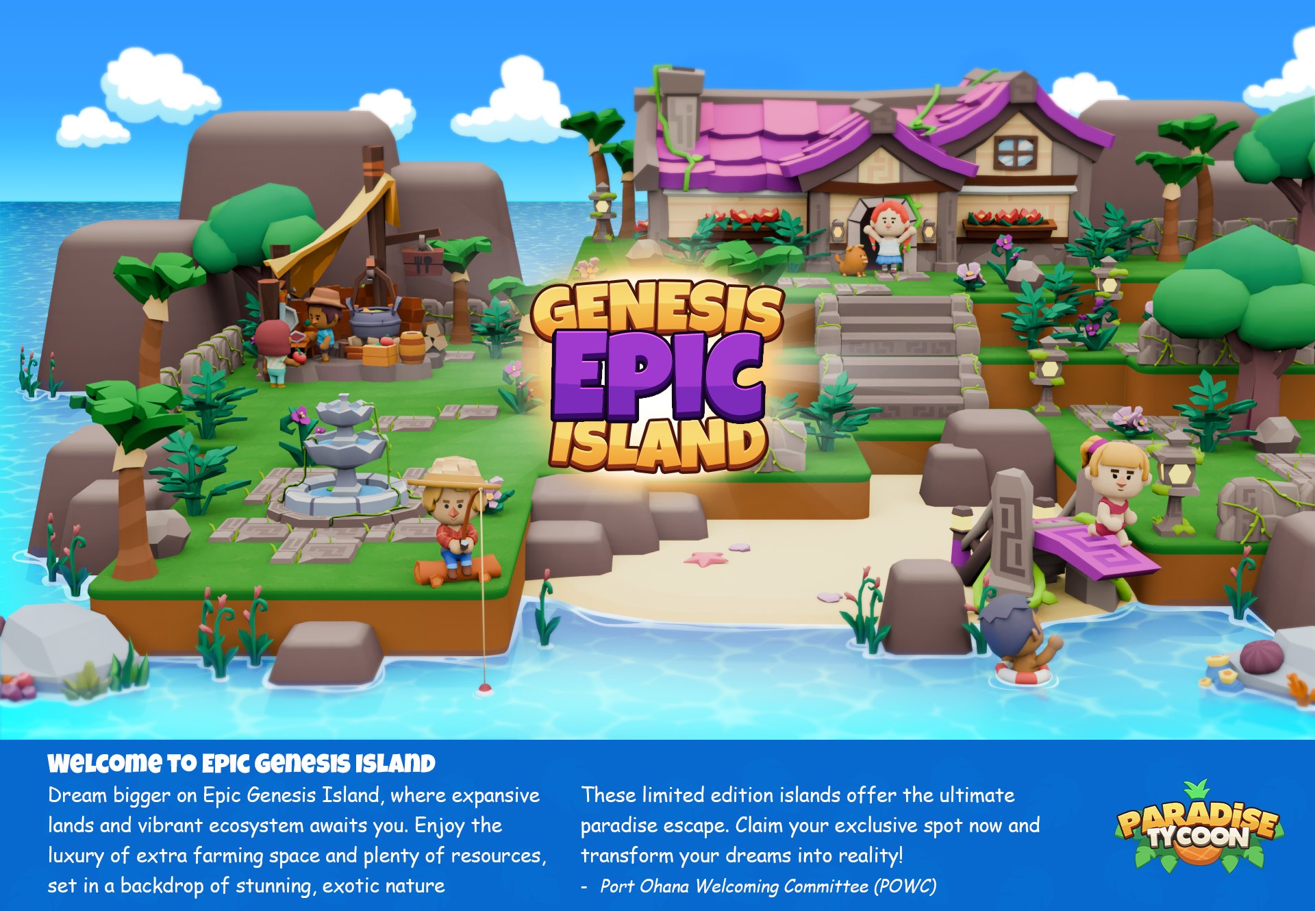 Paradise Tycoon's Genesis Islands Promotional Image