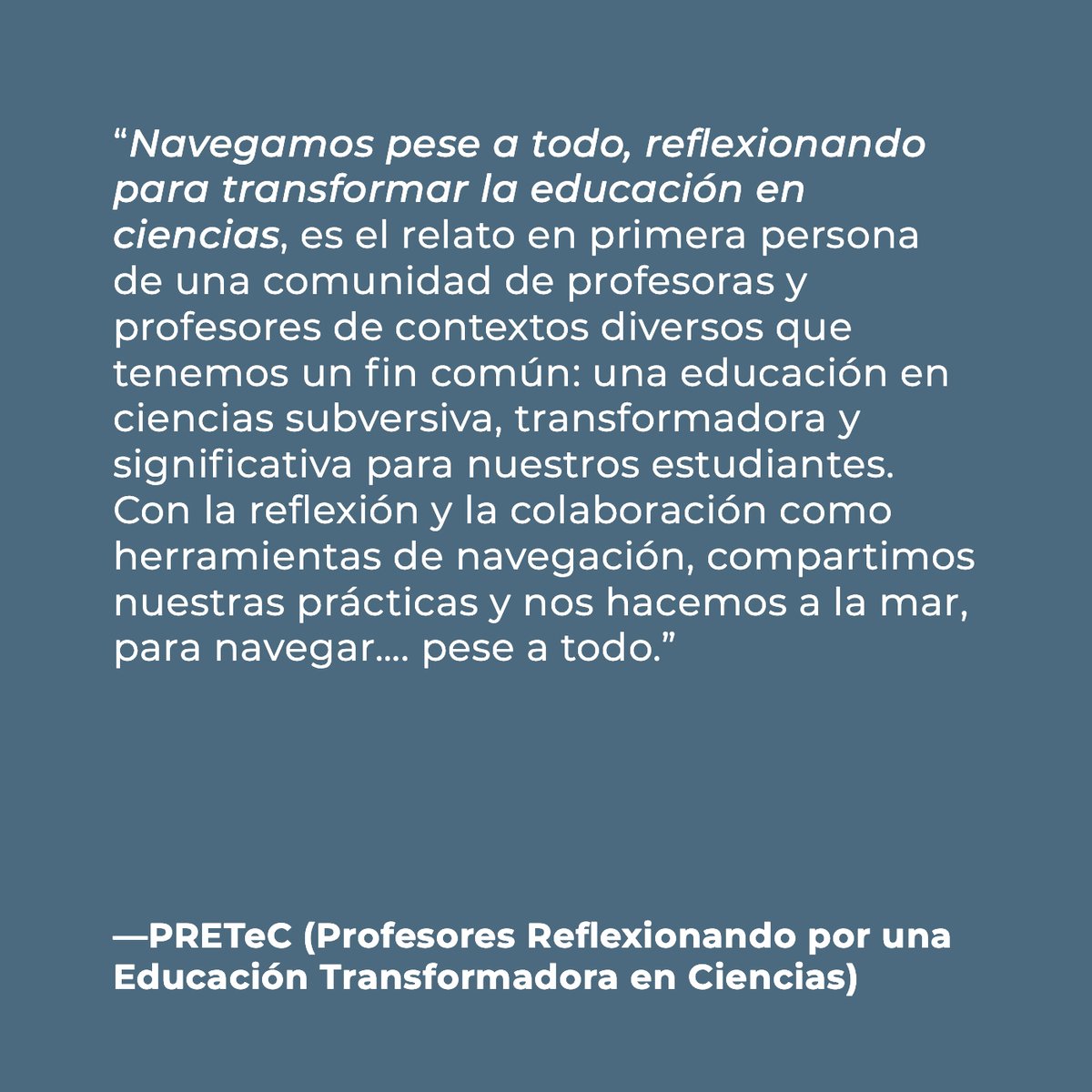 EdicionesPucv's tweet photo. Novedad Ediciones PUCV

Título: "Navegamos pese a todo. Reflexionando para transformar la educación en ciencias"

Autores PRETEc (acrónimo de Profesores Reflexionando por una Educación Transformadora en Ciencias) 
https://t.co/TbqoYUQp5R https://t.co/lHevzMdutT