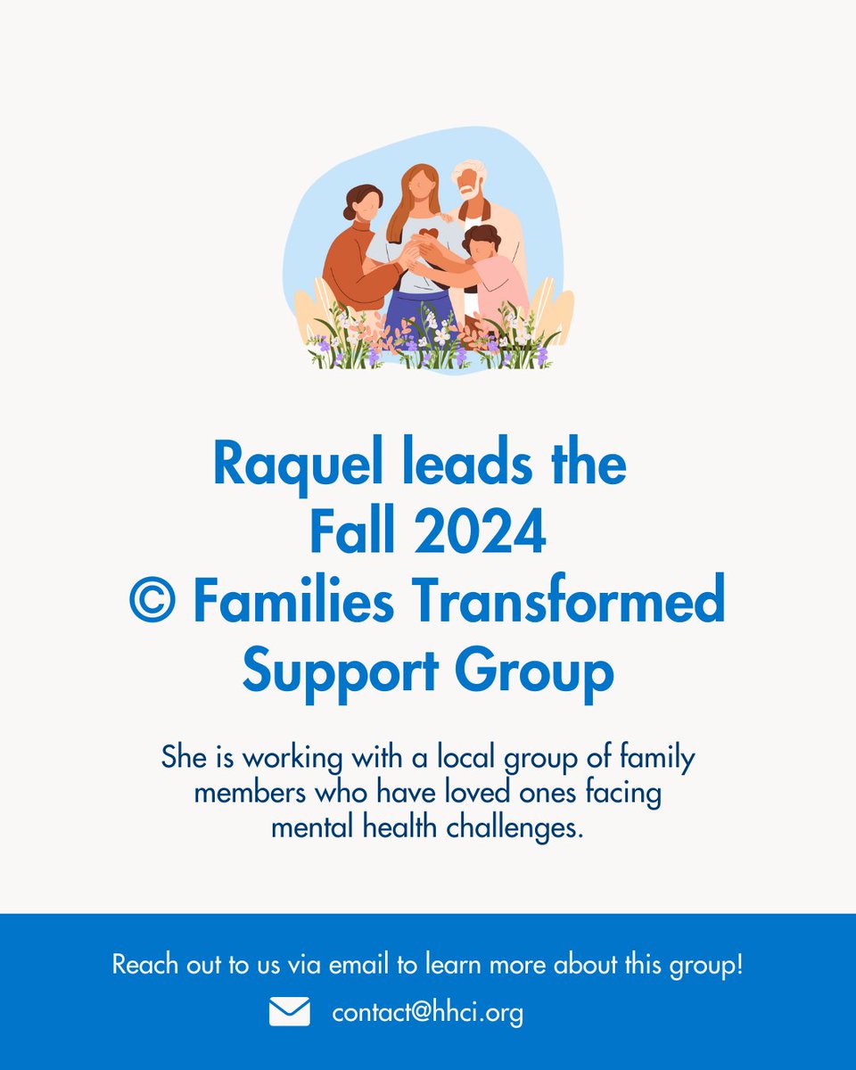 Leading our © Families Transformed therapy support group is our wonderful mental health intern, Raquel Diaz.

If you have any questions about this group, feel free to contact us via email:
📩 contact@hhci.org
#houstontherapy #houstontherapist #familytherapy #mentalhealthawareness